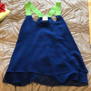 Green and blue blouse